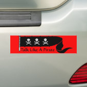 SCHEDels EN GEKRUISTE BOTTEN RODE ZWARTE PIRATENVL Bumpersticker (Op auto)