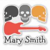 Schedels en gitaar sticker (Voorkant)