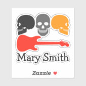 Schedels en gitaar sticker (Vel)