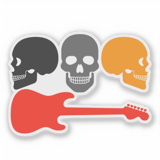 Schedels en gitaar sticker (Voorkant)