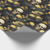 Schedels en goudsbloemen cadeaupapier (Hoek)