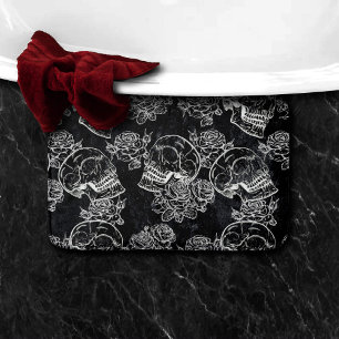 Schedels en krijt Rozen Funky Gothic Glam Grunge Badmat