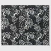 Schedels en krijt Rozen | Funky Gothic Glam Grunge Cadeaupapier (Vlak)