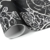 Schedels en krijt Rozen | Funky Gothic Glam Grunge Cadeaupapier (Rol Hoek)