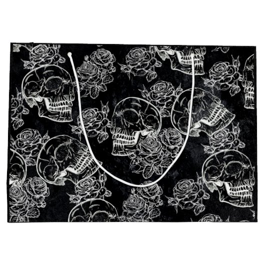 Schedels en krijt Rozen | Funky Gothic Glam Grunge Groot Cadeauzakje (Achterkant)