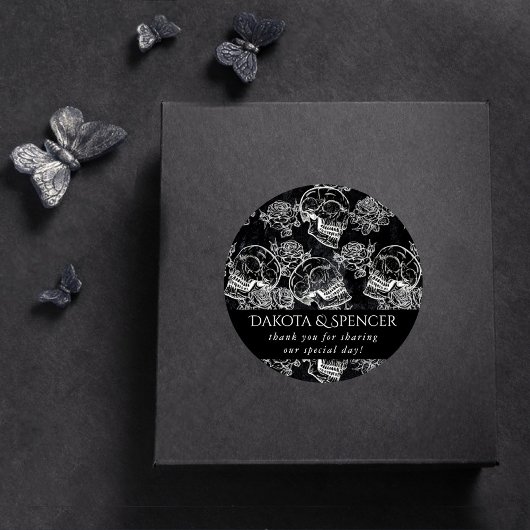 Schedels en krijt Rozen | Gothic Glam Dank u Ronde Sticker