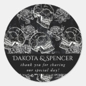 Schedels en krijt Rozen | Gothic Glam Dank u Ronde Sticker (Voorkant)