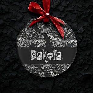 Schedels en krijt Rozen   Gotische Glam Funky Cust Ornament