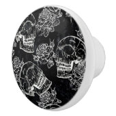 Schedels en krijt Rozen | Gotische Glam Funky Grun Keramische Knop (Rechts)