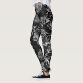 Schedels en krijt Rozen | Gotische Glam Funky Grun Leggings (Links)