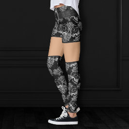 Schedels en krijt Rozen | Gotische Glam Funky Grun Leggings