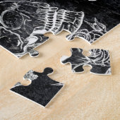 Schedels en krijt Rozen | Gotische Glam Funky Grun Legpuzzel (Zijkant)