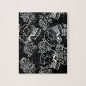 Schedels en krijt Rozen | Gotische Glam Funky Grun Legpuzzel (Verticaal)