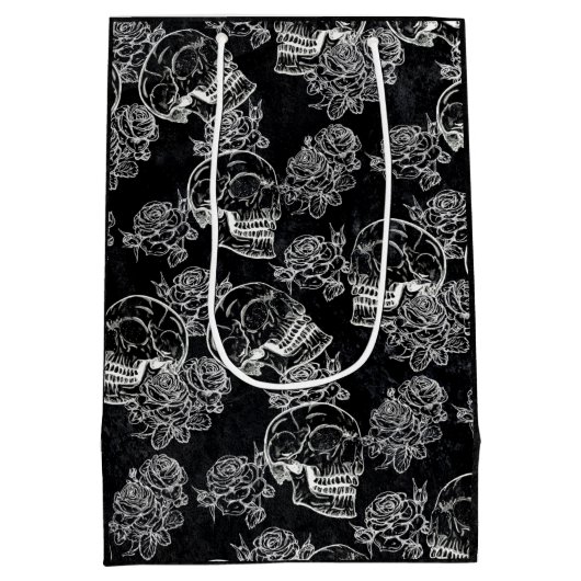 Schedels en krijt Rozen | Gotische Glam Funky Grun Medium Cadeauzakje (Achterkant)