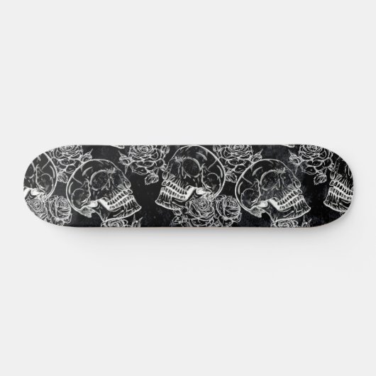 Schedels en krijt Rozen | Gotische Glam Funky Grun Persoonlijk Skateboard (Horizontaal)