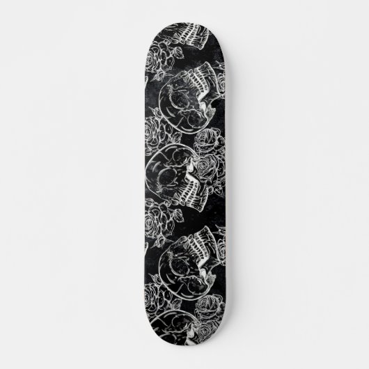 Schedels en krijt Rozen | Gotische Glam Funky Grun Persoonlijk Skateboard (Voorkant)