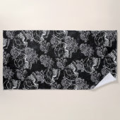 Schedels en krijt Rozen | Gotische Glam Funky Grun Strandlaken (Voorkant)