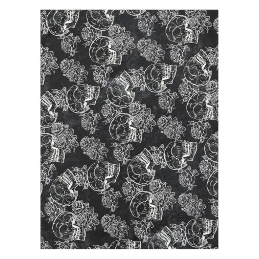 Schedels en krijt Rozen | Gotische Glam Funky Grun Tafelkleed (Voorkant)