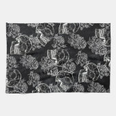 Schedels en krijt Rozen | Gotische Glam Funky Grun Theedoek (Horizontaal)