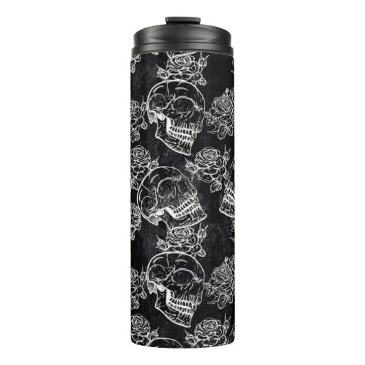 Schedels en krijt Rozen | Gotische Glam Funky Grun Thermosbeker (Voorkant)