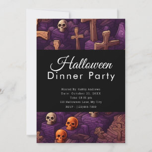 Schedels en Kruisen Begraafplaats Halloween Diner  Kaart