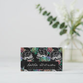 Schedels en Ombre Rozen | Gothic Glam Branding Visitekaartje (Staand voorkant)