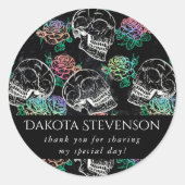 Schedels en Ombre Rozen | Gothic Glam Dank u Ronde Sticker (Voorkant)