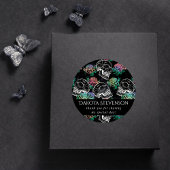 Schedels en Ombre Rozen | Gothic Glam Dank u Ronde Sticker