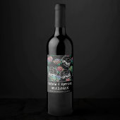 Schedels en Ombre Rozen | Gothic Pastel Dank u Wijn Etiket