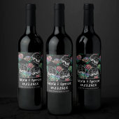 Schedels en Ombre Rozen | Gothic Pastel Dank u Wijn Etiket