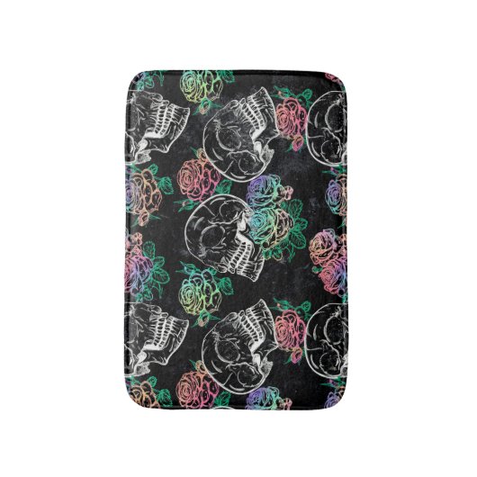 Schedels en Ombre Rozen | Gotische Glam Pastel Gru Badmat (Voorkant Verticaal)