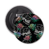 Schedels en Ombre Rozen | Gotische Glam Pastel Gru Button Flesopener (Voorkant)