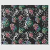 Schedels en Ombre Rozen | Gotische Glam Pastel Gru Cadeaupapier (Vlak)