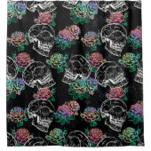 Schedels en Ombre Rozen | Gotische Glam Pastel Gru Douchegordijn (Voorkant)