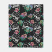 Schedels en Ombre Rozen | Gotische Glam Pastel Gru Fleece Deken (Voorkant)
