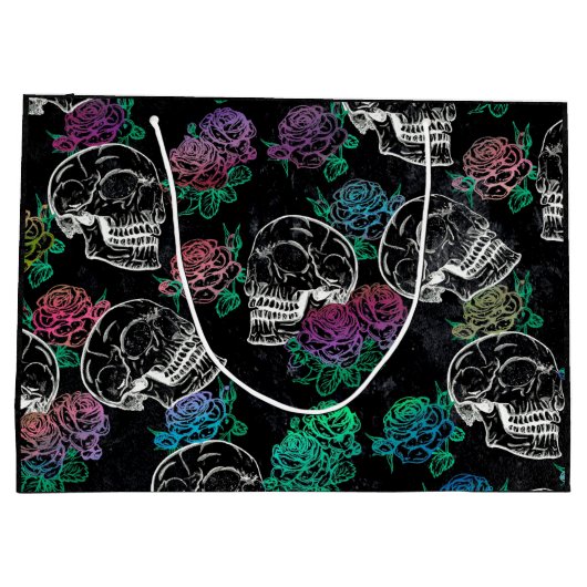 Schedels en Ombre Rozen | Gotische Glam Pastel Gru Groot Cadeauzakje (Achterkant)