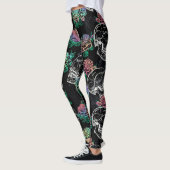 Schedels en Ombre Rozen | Gotische Glam Pastel Gru Leggings (Links)