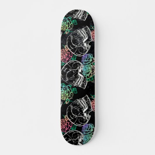 Schedels en Ombre Rozen | Gotische Glam Pastel Gru Persoonlijk Skateboard (Voorkant)