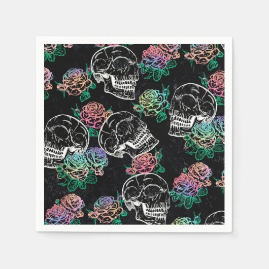 Schedels en Ombre Rozen | Gotische Glam Pastel Gru Servet (Voorkant)