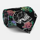 Schedels en Ombre Rozen | Gotische Glam Pastel Gru Stropdas (Opgerold)