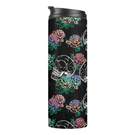Schedels en Ombre Rozen | Gotische Glam Pastel Gru Thermosbeker (Geroteerd rechts)