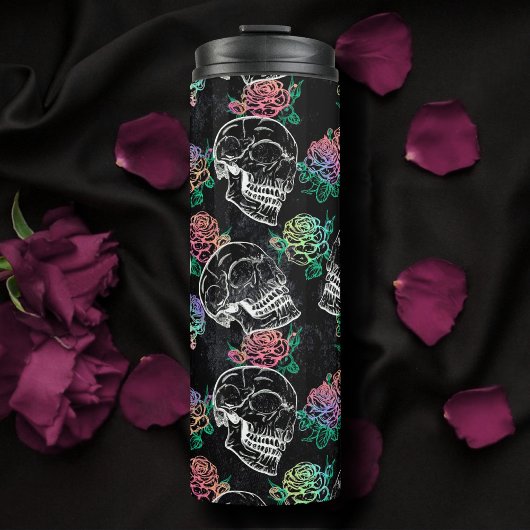 Schedels en Ombre Rozen | Gotische Glam Pastel Gru Thermosbeker