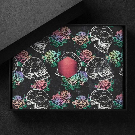 Schedels en Ombre Rozen | Gotische Glam Pastel Gru Tissuepapier