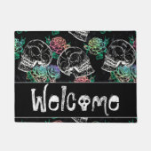 Schedels en Ombre Rozen | Gotische Glam Welkom Deurmat (Voorkant)