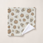 Schedels en pompoenen Halloween Patroon Bad Handdoek (Wasdoekje)