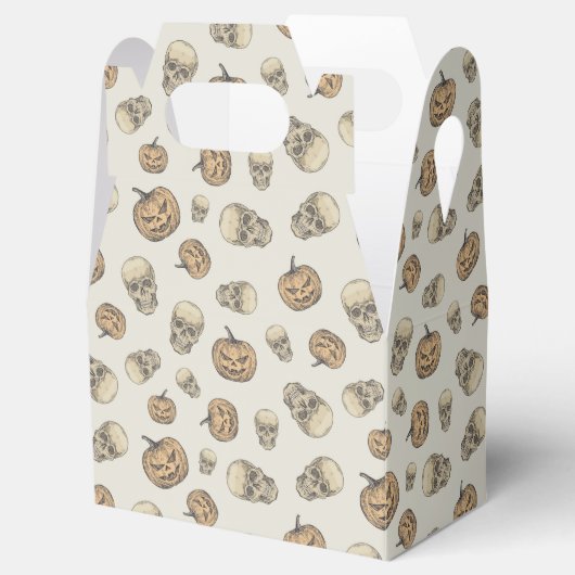 Schedels en pompoenen Halloween Patroon Bedankdoosjes (Geopend)