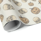 Schedels en pompoenen Halloween Patroon Cadeaupapier (Rol Hoek)