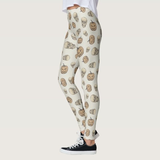 Schedels en pompoenen Halloween Patroon Leggings (Links)