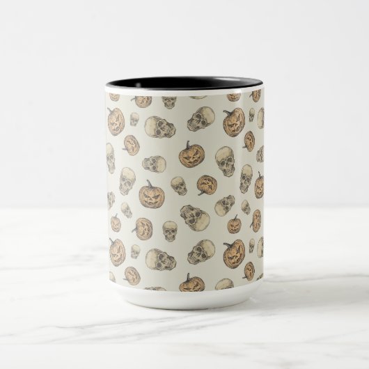 Schedels en pompoenen Halloween Patroon Mok (Midden)