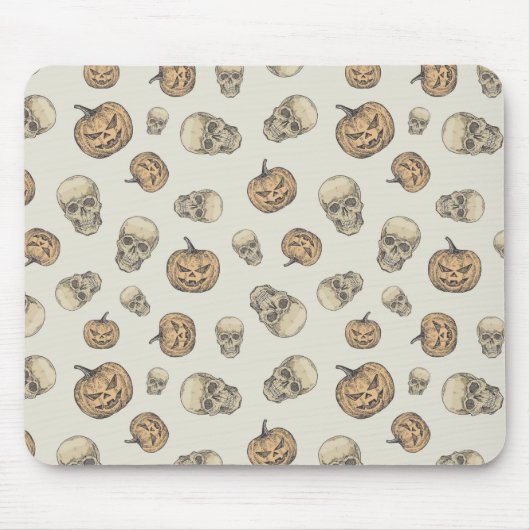 Schedels en pompoenen Halloween Patroon Muismat (Voorkant)